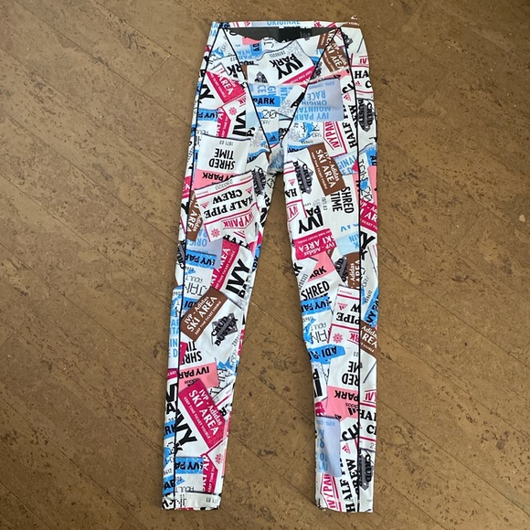 Adidas X /Ivy Park! high rise ski tag legging/tight multi coloured prints Small - Picture 3 of 17